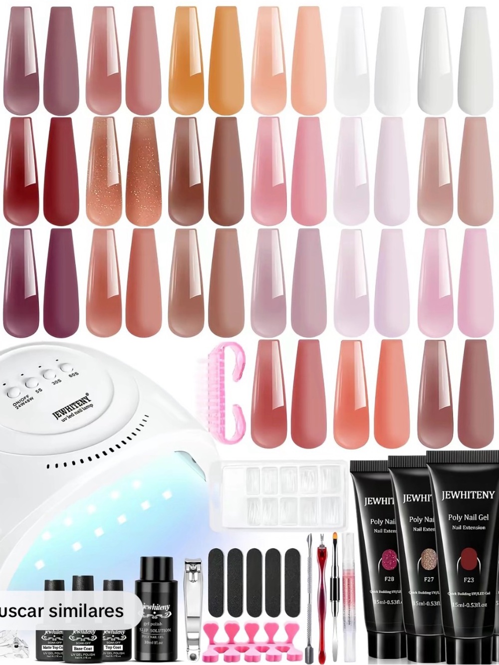 Poly Nail Gel Kit with Assorted Pink & Neutral Shades